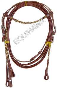 Equipo Ecuestre de Estilo Occidental Personalizado Más Vendido, Riendas Tejidas de Cuero Crudo con Herrajes Plateados, Brida Occidental para Caballo - Product Image 5