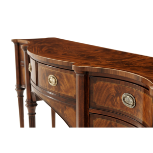 Buffet de style régence en acajou flammé avec incrustations en laiton et pieds effilés - Product Image 3