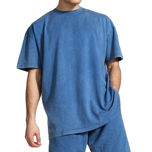 T-shirts pour hommes à épaules tombantes surdimensionnés, unis, 100% coton, poids lourd, style streetwear, coupe ample - Product Image 1