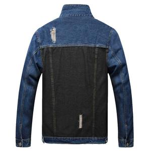 Veste en jean décontractée vintage pour homme, prix de gros, personnalisable, pour adultes, automne, avec col montant coupe-vent et logo frontal - Product Image 5