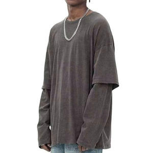 เสื้อยืดผ้าฝ้าย 100% ทรงหลวม สไตล์สตรีทแวร์ ลำลอง ใส่ได้ทั้งชายและหญิง ผ้าหนา ทรงโอเวอร์ไซส์ แขนสั้นสองชั้น ผลิตจากผ้าแคนวาสเป็นมิตรกับสิ่งแวดล้อม - Product Image 4