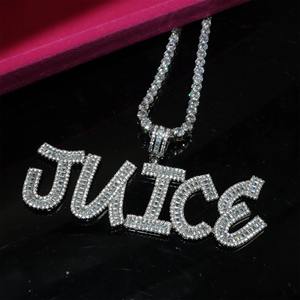 สร้อยคอจี้ตัวอักษรทรงบาแก็ตต์ ชุบทองคำขาว ประดับเพชรโมอิสซาไนต์ VVS หรูหรา เงินแท้ 925 สไตล์ฮิปฮอป สำหรับผู้หญิง ราคาประหยัด - Product Image 1