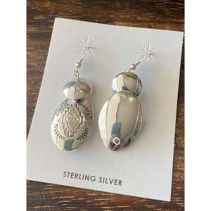 Pendientes Geométricos de Plata de Ley Hechos por Navajo con Perlas, Diamantes y Rubíes, Estilo Religioso Moderno para Bodas y Fiestas - Product Image 5