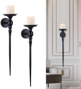 Applique murale moderne de luxe en métal noir mat pour bougies coniques, décoration intérieure pour la maison, l'hôtel, les mariages - Product Image 6