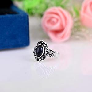 Anillo de estilo bohemio de Plata de Ley 925 con piedras preciosas de ónix negro hecho a mano boda/Joyería de fiesta regalo de mujer - Product Image 2