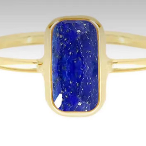 Unique fait à la main en argent Sterling plaqué or Lapis Lazuli gemmes bague 10 à 14mm Rectangle forme lunette ensemble pour ensemble de bijoux de mode - Product Image 1