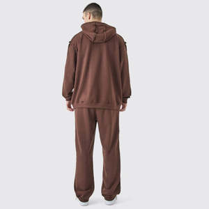 เสื้อฮู้ดผ้าคอตตอนผสมมีฮู้ดผ้า100% สำหรับผู้ชายโอเวอร์ไซส์กำหนดได้เอง - Product Image 4