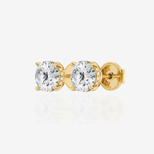 Pendientes de tuerca de moissanita de corte redondo con halo oculto de plata de ley, elegantes accesorios para amantes de los vampiros - Product Image 1