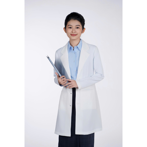 Blouse de laboratoire tissée blanche d'hôpital professionnel médecin uniforme poches fonctionnelles respirant unisexe OEM ODM fournisseur de blouse de laboratoire médical - Product Image 1