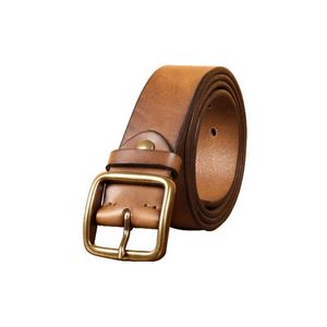 Cinturón de cuero genuino de alta durabilidad con correa pulida hebilla acabada a mano y lazo clásico para la moda moderna - Product Image 2