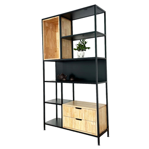 KS68177 Living Room Decorative Shelf Iron Frame Rectangle Shape Standing Type Installation Multi-piece Package Multifunction - Product Image 1