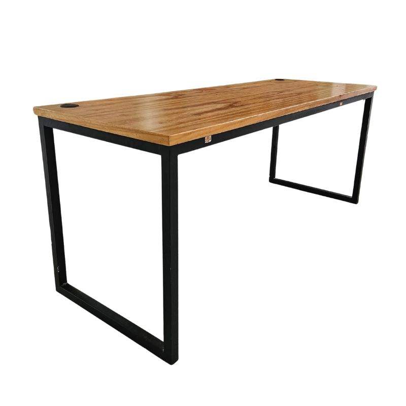 Wood Stain Top & Black Metal Legs