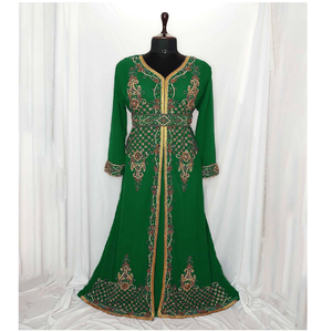 Kaftan marroquí de alta calidad a prueba de sol bordado Georgette Hijab manga completa modesto vestido islámico cuello alto transpirable-ODM - Product Image 1