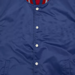 Top vente à la mode hommes collège broderie Satin veste OEM Service couleur unie décontracté imperméable Satin université vestes pour hommes - Product Image 5