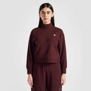 Prime <b>Women's</b> <b>Half</b> <b>Zip</b> Upper Burgundy <b>Sweater</b> Regular Fit - Product Image 2