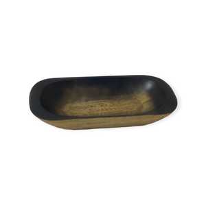 Bol à bougie rectangulaire en bois de manguier noir naturel, style ferme vintage, fait main, avec logo personnalisé gravé, finition antique, pour la décoration de la maison et des hôtels - Product Image 1