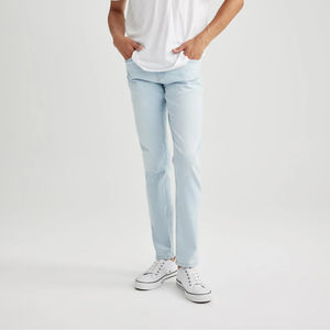 กางเกงยีนส์ขาตรงเข้ารูปแบบคลาสสิกสำหรับผู้ชายกางเกงยีนส์ผ้ายืดทรงสกินนี่ระบายอากาศได้ดี - Product Image 3