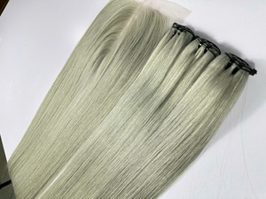 Cheveux Humains Remy Gris Pas Chers 13x4 Frontal Lisse Naturel Raide Double Trame Faite à la Machine du Vietnam - Product Image 1