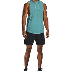Camiseta sin mangas OEM para hombre, camiseta sin mangas con capucha para entrenamiento de gimnasio con bolsillo de canguro para hombre, camiseta sin mangas transpirable para entrenamiento de levantamiento de pesas para hombre - Product Image 1