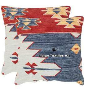 Funda De Almohada Kilim de lana tejida a mano de lujo indio de calidad Premium patrón geométrico estilo granja respaldo funda de sofá hoteles - Product Image 1