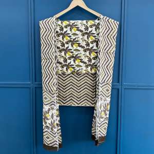 Costume non cousu de style indien, imprimé à la main, en mousseline de soie, pour les fêtes, imprimé à la main, matière pour salwar kameez, matière pour robe imprimée - Product Image 1