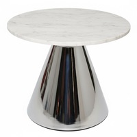 Table basse moderne décorative noire avec plateau en marbre, structure métallique, rotative et portable, idéale pour le salon