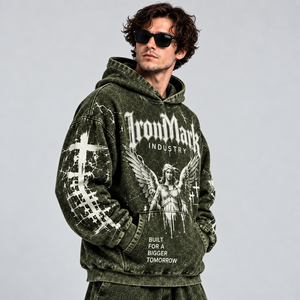Sweat à capuche oversize pour homme IronMark, style streetwear, design uni, doublure imperméable en polyester/coton, respirant, coupe hiver, ODM 330g - Product Image 1