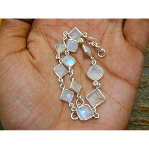 925สเตอร์ลิงเงินมินิมอลเครื่องประดับแต่งงานธรรมชาติแท้มูนสโตนสร้อยข้อมือลูกปัดของขวัญครบรอบ - Product Image 2