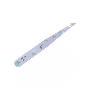Pinces à épiler pour le façonnage des sourcils en gros, pinces à épiler pour l'extension des sourcils en acier inoxydable recouvert de papier violet, pinces à épiler à pointe incurvée et inclinée - Product Image 1