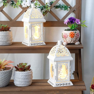 Elegance <b>White</b> Metal Moroccan <b>Lanterns</b> Metal Candle <b>Lanterns</b> Classic Stylish Hanging <b>Lantern</b> Decor for Wedding and All Occasion - Product Image 3