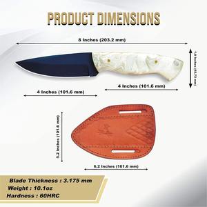 Couteau de chasse artisanal en acier Damas, couteau de poche NM de haute qualité, gaine personnalisable en bois et cuir, couteau OEM Bus - Product Image 6