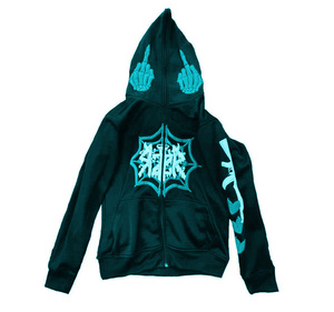 2025 automne/hiver Hip Hop Y2K fermeture éclair tendance surdimensionné 3D bouffée impression rétro sport à capuche pour hommes polaire pull avec col à capuche - Product Image 6