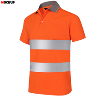 Polo en polyester respirant et réfléchissant haute visibilité pour homme, avec fonction séchage rapide, pour la sécurité au travail
