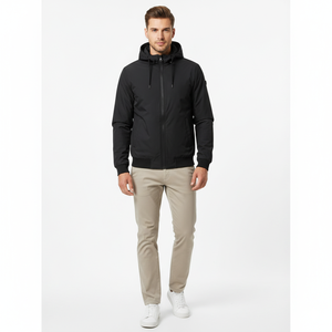 Chaqueta deportiva Softshell de invierno de diseño 2024 de alta calidad para hombre, cortavientos informal con cremallera, larga, fina, teñida, impermeable, con capucha alta - Product Image 4