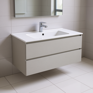 Set da Bagno Vieste 120 cm Grigio Perla con Base in Metallo e 2 Cassetti - Product Image 2