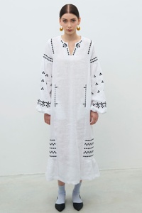 Chemisier ukrainien brodé pour femmes manches longues réglable élastique coton col en v dentelle décontracté mode été tenue de bureau - Product Image 2