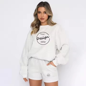 Conjunto de pantalones cortos de forro polar unisex de fabricante superior con logotipo de impresión personalizadoOEM crea tu propio estilo chándal de dos piezas de forro polar de alta calidad - Product Image 4