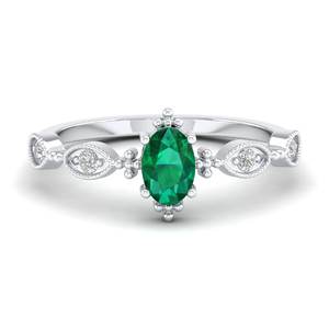 Bague de fiançailles REYES en argent sterling 925 avec pierre précieuse émeraude ovale de 0,5 carat, design luxueux, pour femmes - Product Image 1
