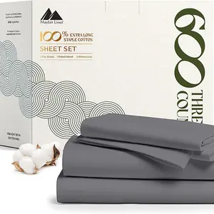 600 TC 100% Cotton Sheet set with Silky and Soft Like Egyptian Cotton Sateen Weave and deep Pocket from Nan Tong