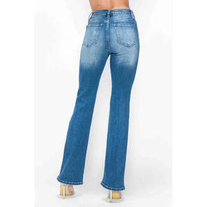 Jeans de Mezclilla Transpirables para Mujer, Corte Bootcut, Talle Alto, Estilo Desgastado, con Bolsillos, de Ajuste Ajustado a Holgado, Marca Bytos - Product Image 5