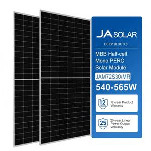 Vente en stock de panneaux solaires JA pour usage domestique <span class=keywords><strong>JAM72S30</strong></span> <span class=keywords><strong>MR</strong></span> 540W 545W 550W 555W 560W 565W N-Type Bifacial BIPV pour systèmes d'énergie solaire - Product Image 1
