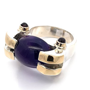 Venta al por mayor caliente listo para enviar solo azul profundo incrustaciones de piedras preciosas anillo de sello quirúrgico para hombres - Product Image 3
