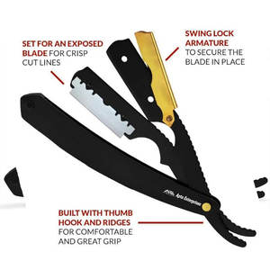 Rasoir à lame droite de haute qualité pour barbier, avec manche ergonomique et lame en acier inoxydable durable, facile à remplacer. - Product Image 4