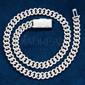 สร้อยคอคิวบันฮิปฮอปผู้ชายทำมือ เงินแท้ 925 ชุบเงิน ประดับเพชรเล็บกราวน์ทรงเหลี่ยม ดีไซน์ทันสมัย - Product Image 5