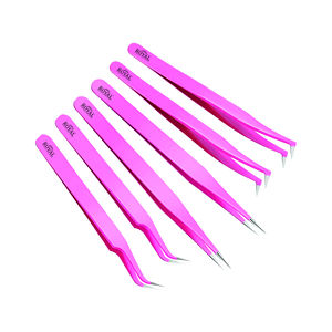 Juego de 6 pinzas para pestañas de cabeza redonda larga de Color rosa, extensión de pestañas, pinzas inteligentes, pinzas mágicas - Product Image 3