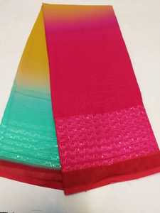 Weighless 6.30m Crochet Digital Printed Saree Fabric Premium Quality & Lightweight for Girls 395/pc Cut Fancy Saree <b>Material</b> - Product Image 6