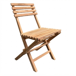 Chaise pliante d'extérieur en teck massif à lattes horizontales pour jardin et terrasse, portable, compacte, design artistique et décoratif - Product Image 1