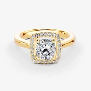 Bague solitaire moderne en or massif 14 carats avec diamant de laboratoire taille coussin de 0,69 carat, halo de diamants, pureté EF-VVS2 – Bijou très demandé - Product Image 4