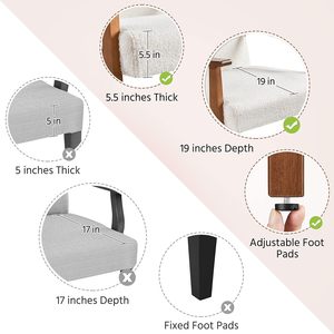 เก้าอี้บูสเตอร์ผ้าเน้นเสียงเก้าอี้เท้าแขนสไตล์โมเดิร์นกลางศตวรรษพร้อมขาไม้แข็งกระจุกหลังสูงเก้าอี้รับประทานอาหารพักผ่อน - Product Image 4