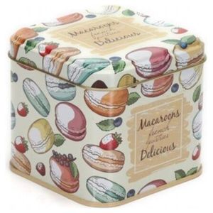 Kontensan EF014Q6 90x90x80 mm Square Tin <b>Box</b> with 0.6 L Slip Lid Citrus <b>Macaroons</b> Jewelry Organizer - Product Image 2